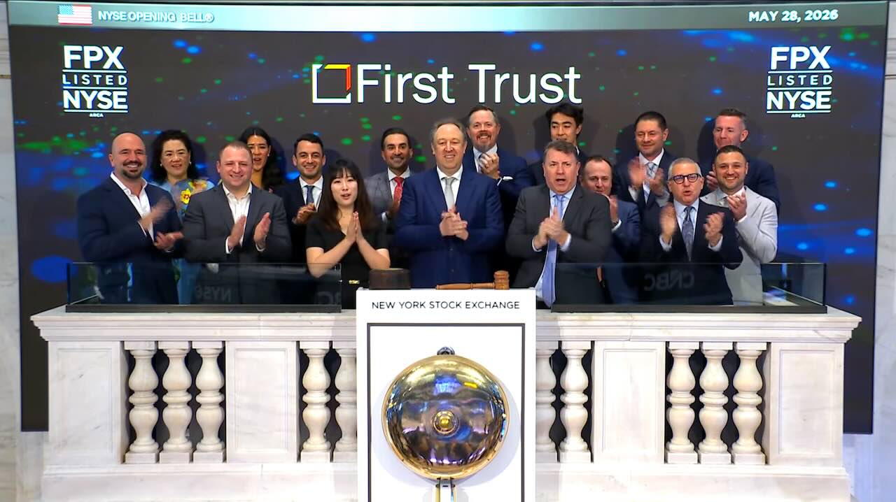 Josef Schuster and the First Trust team at the NYSE opening bell celebrating 20 years of FPX