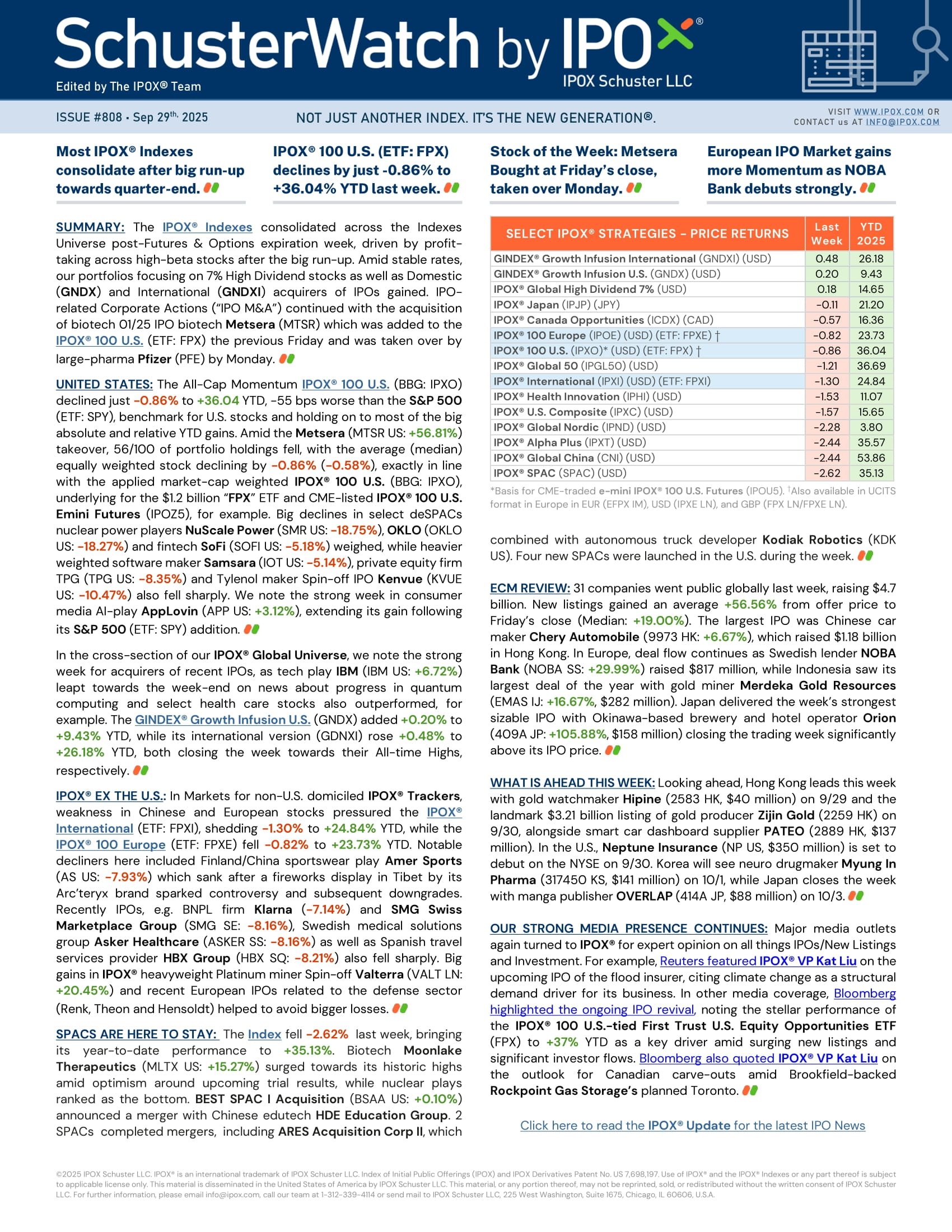 Front page of SchusterWatch #808 (9/29/2025)