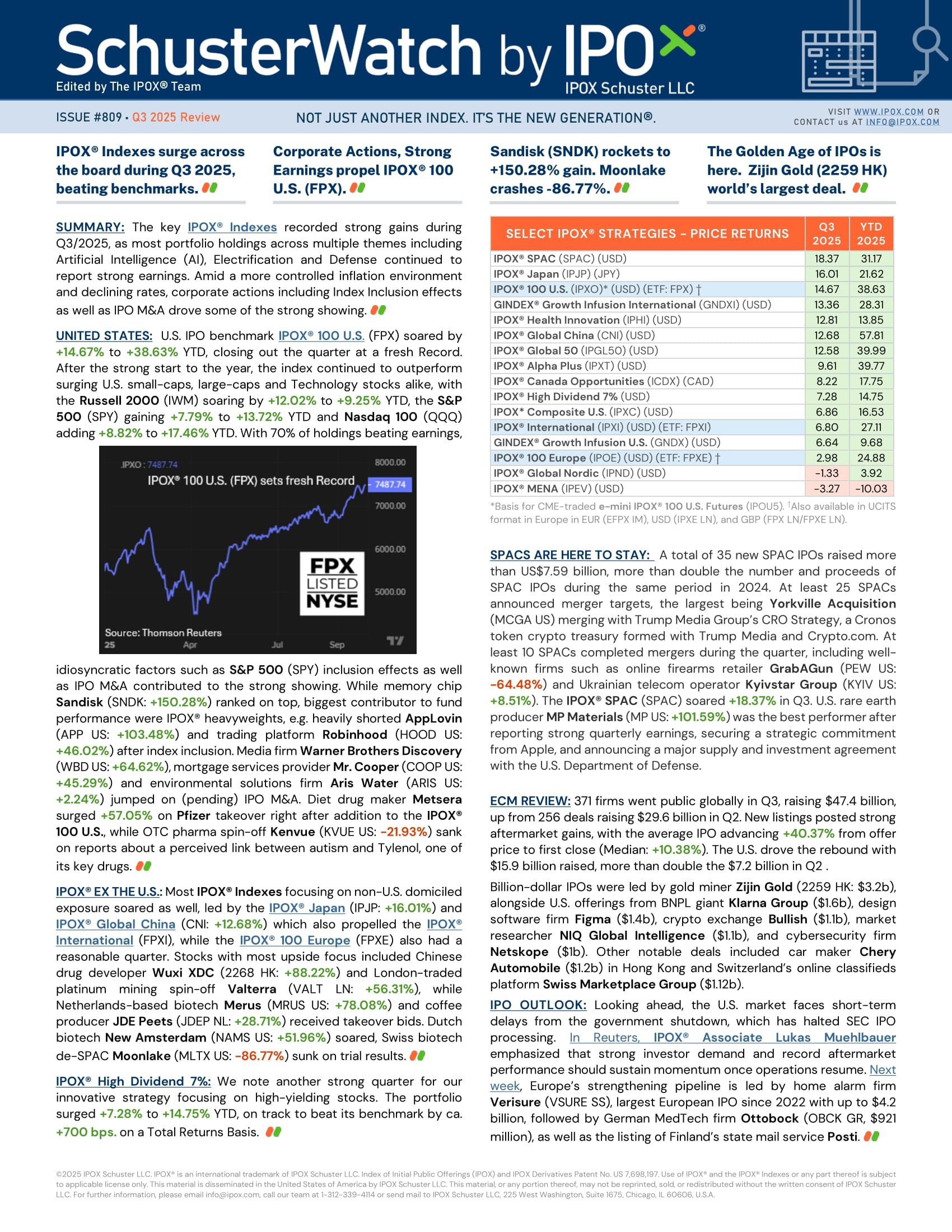 Front page of SchusterWatch #809 - Q3 Review