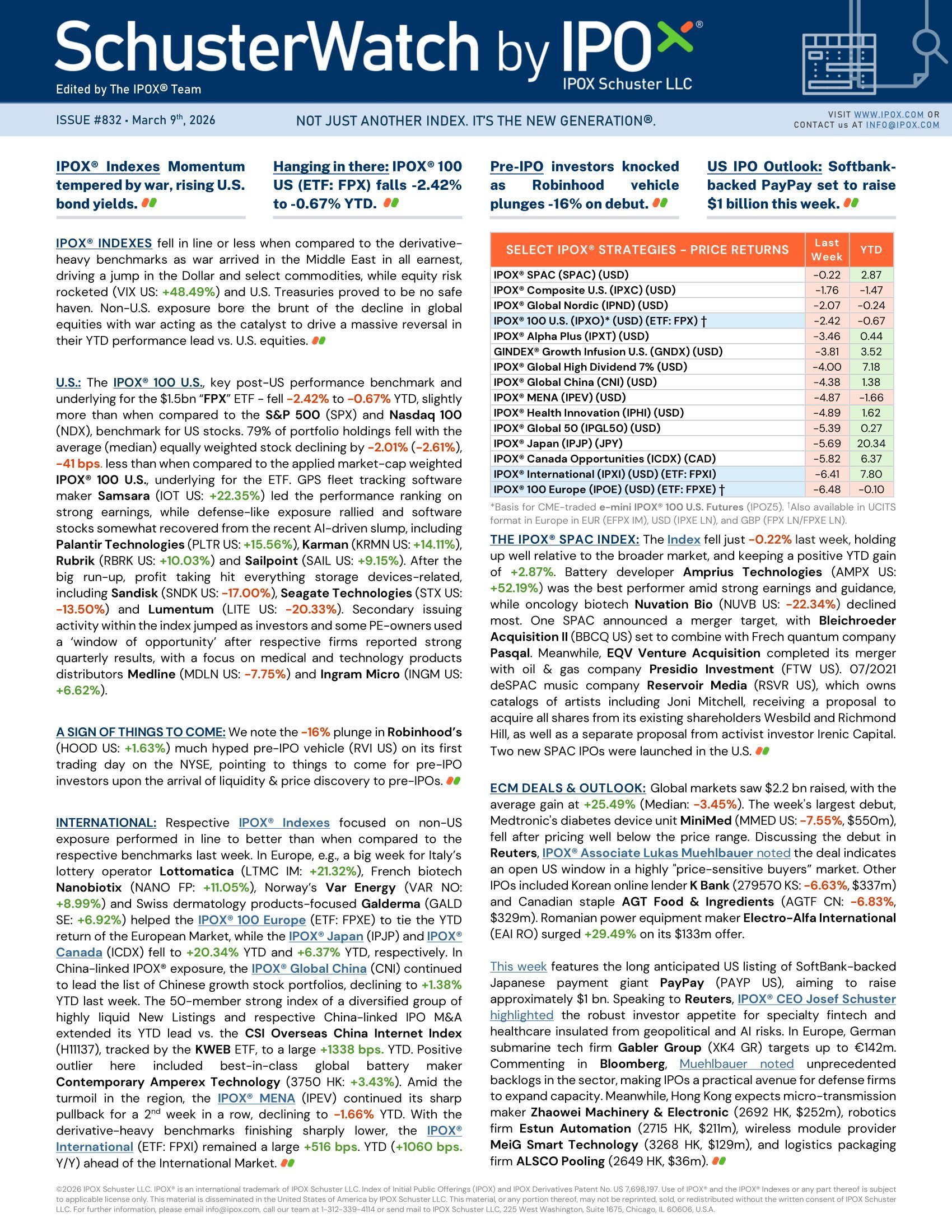 Front page of SchusterWatch #832 (3/9/2026)