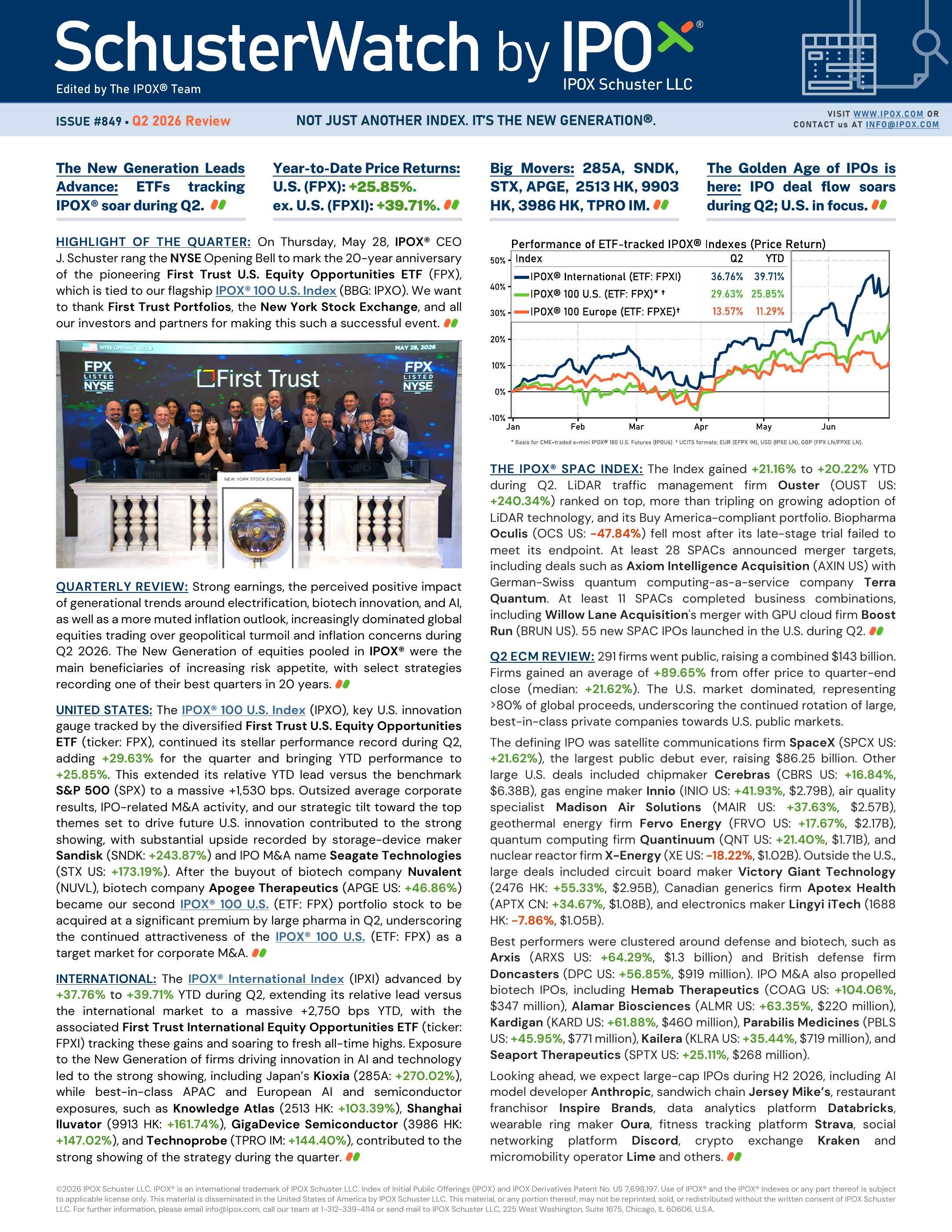Front page of SchusterWatch #849 - Q2 2026 Review