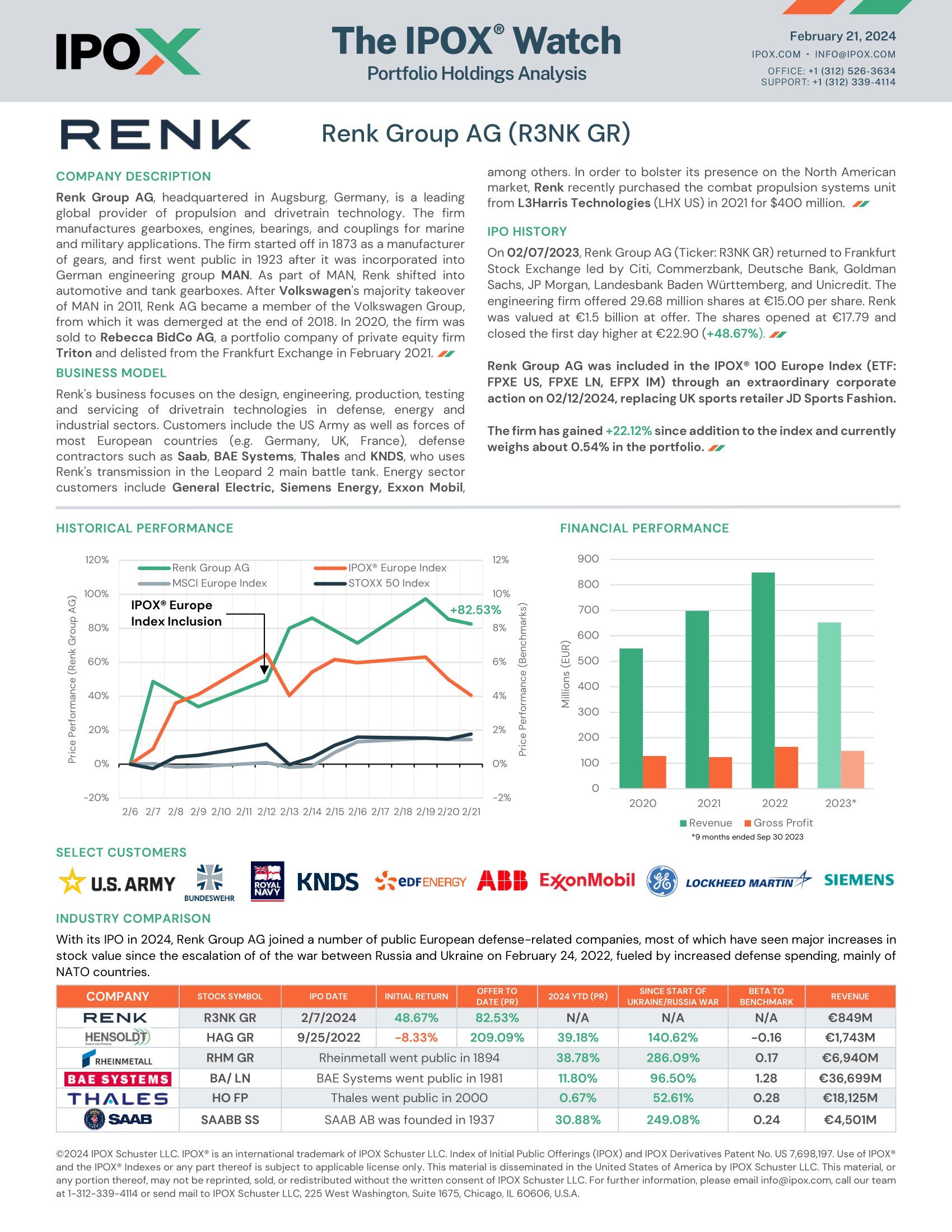 Front page of The IPOX® Watch: Renk Group AG